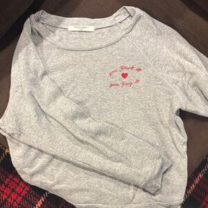 Project Social T Heather Gray Sweater with Red Detail
